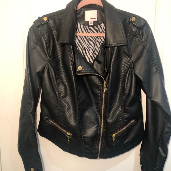NWT Bongo Black Faux Leather Moto Jacket - Picture 3 of 11
